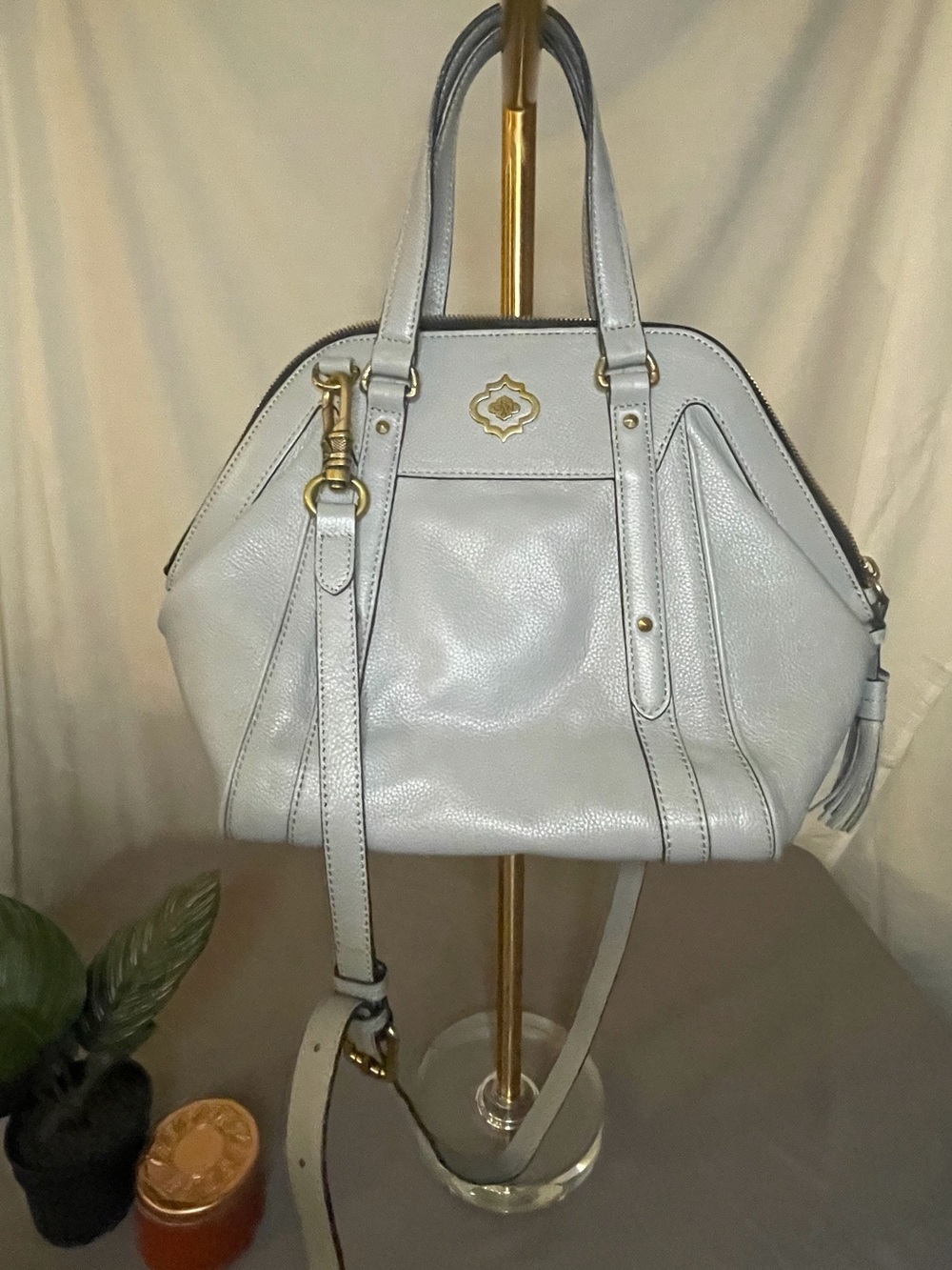 orYANY Light Gray Satchel with Gold Hardware